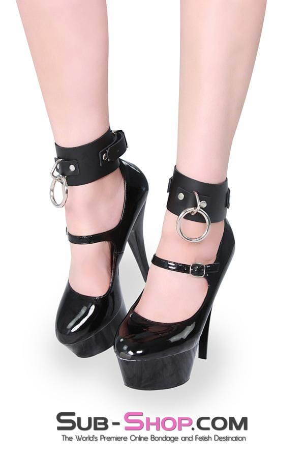 Wrist and Ankle Bondage 2752A      Dressed for Sex Ankle Cuffs, Black Leather